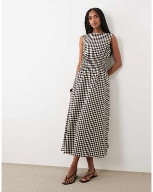 ARKET Katoenrijke Seersucker Midi-Jurk Met Getailleerde Taille - Wit