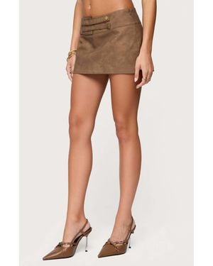 Edikted Karly Faux Leather Mini Skort - Natural