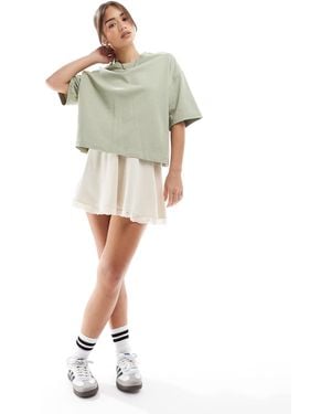 Miss Selfridge Soft Rib Lace Underlay Floaty Mini Skirt - White