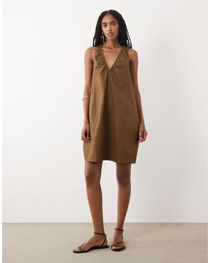 ARKET – voluminöses, ärmelloses midikleid aus reiner baumwolle - Natur