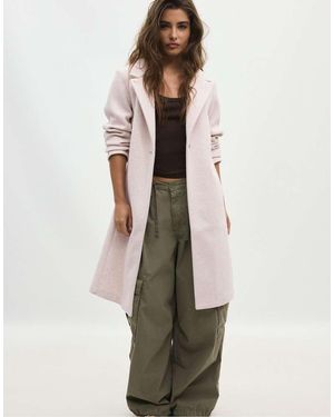 Stradivarius Basic Soft-touch Coat - Natural