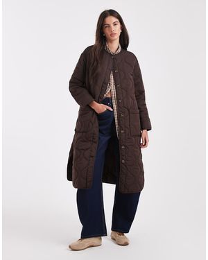 Object Abrigo Largo Marrón Chocolate Guateado De - Azul