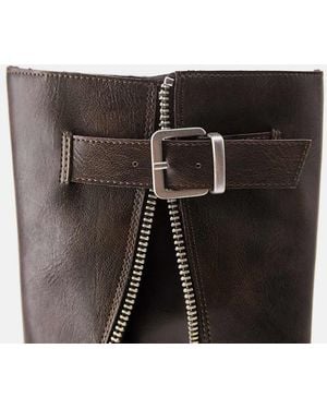 Pull&Bear High-Leg Boots With Decorative Zip - Black