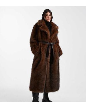 ASOS Chaqueta Larga Marrón Con Cinturón De Piel Sintética De Asos Design Tall