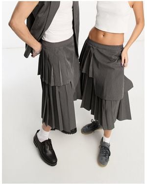 Collusion Unisex Longline Kilt Skirt - Gray