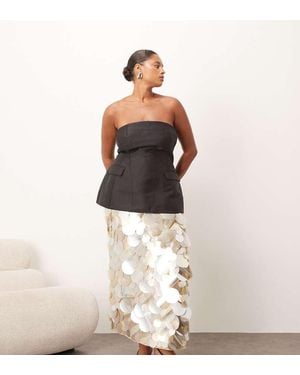 ARRANGE Curve Mirror Paillette Column Maxi Skirt - Metallic