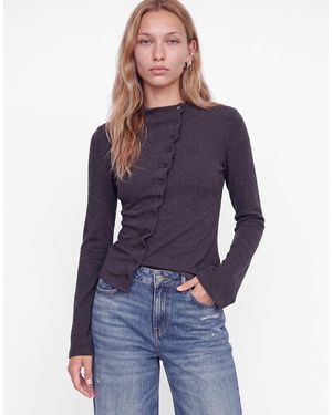 JJXX Henna Stretch Fit Crew Neck Long Sleeve Top - Blue
