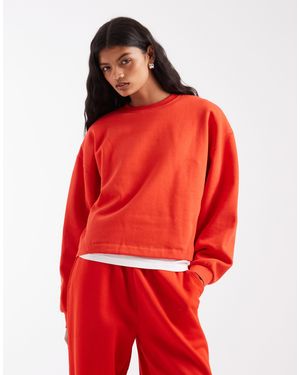 ASOS Relaxed Boxy Crop Brushback Sweat - Red