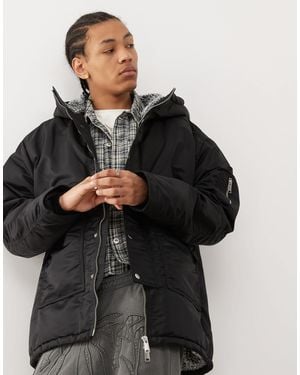 Weekday Baloo Parka Coat With Borg Lining - Black
