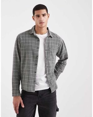 Cotton On Long Sleeve Textured Check Shirt - Grey