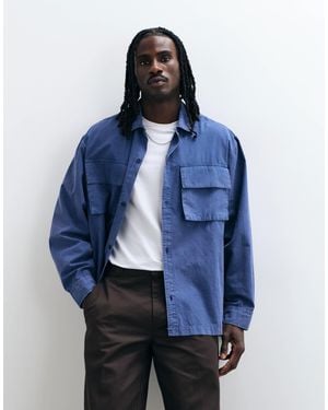 ASOS Oversized Washed Poplin Shirt - Blue