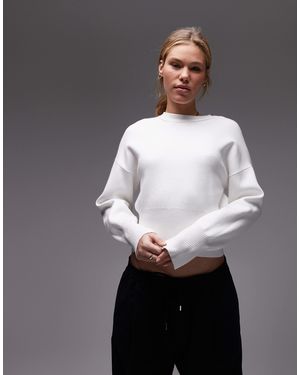TOPSHOP Knitted Compact Fitted Waist Sweater - Gray