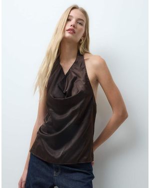 Vero Moda Halterneck Waterfall Top - Brown