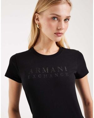 ARMANI EXCHANGE Camiseta Negra Con Logo Degradado - Negro