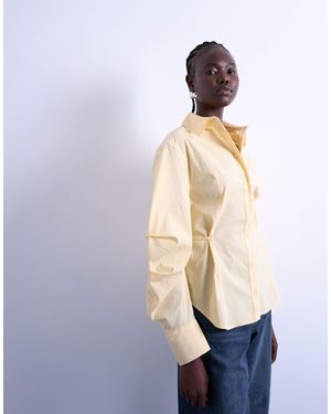 TOPSHOP Tie Back Waist Long Sleeve Shirt - White