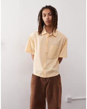 Collusion Boxy Linen Look Short Sleeve Shirt - Natural