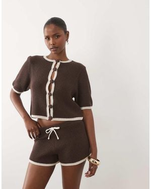ASOS Knitted Micro Runner Shorts Co-ord - Brown