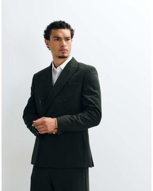 ASOS Americana De Traje Regular De Doble Botonadura En Crepé - Blanco