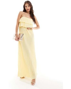Pieces Plisse Cami Dress With Tiered Ruffle Top Detail - Metallic