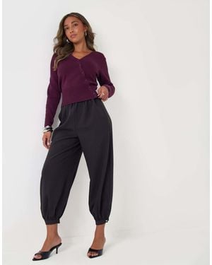 Threadbare Balloon Trousers With Button Cuffs - Grey