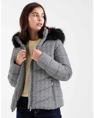 New Look Gewatteerd Ski-Jack Met Print - Grijs