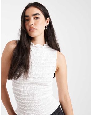 Pieces Sleeveless Textured Top - White