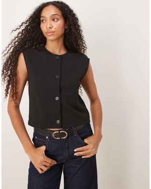 Vila Round Neck Cap Sleeve Waistcoat - Black