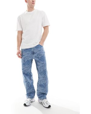 Bershka baggy Jacquard Jean - Blue