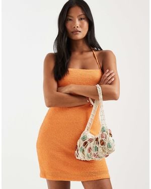Vero Moda – kurzes neckholder-strickkleid - Orange