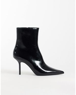 Mango Stiefelette aus kunstleder mit spitzer spitze und absatz - Schwarz