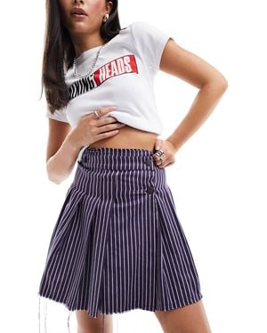 Basic Pleasure Mode Striped Craft Mini Kilt - Blue