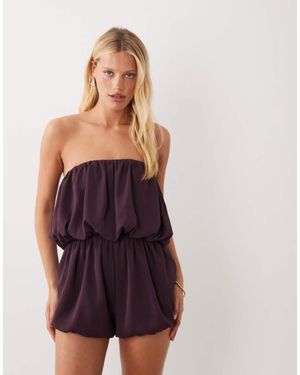 ASOS Mono Corto Abullonado De Satén - Morado