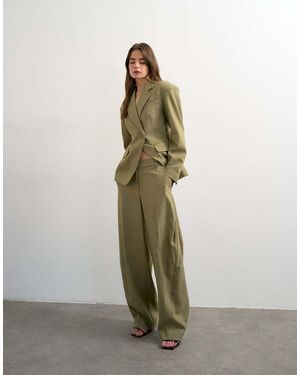 TOPSHOP Side Pleat Ovoid Trousers - Green