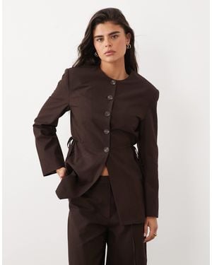 ASOS Leinen-blazer mit bindeband an der seite - Schwarz