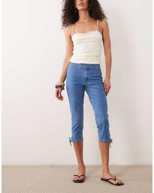 Miss Selfridge Pantalones Vaqueros Capri Azules Con Y Lazos