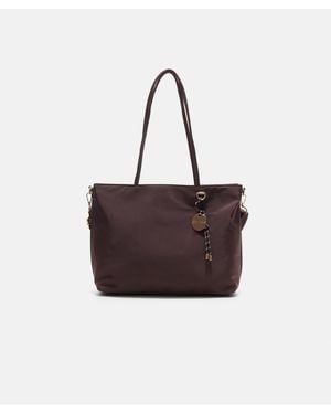 Stradivarius Sac cabas en toile avec breloque - marron