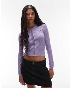 Tommy Hilfiger Cardigan Girocollo Lilla Traforato - Viola