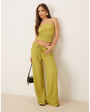 ASOS Pantalon large et texturé d'ensemble - olive - Jaune