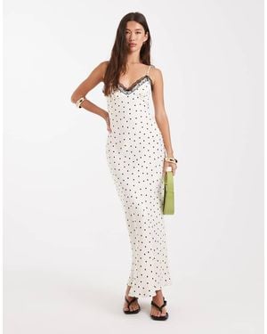 Miss Selfridge Satin And Lace Midi Dress - White