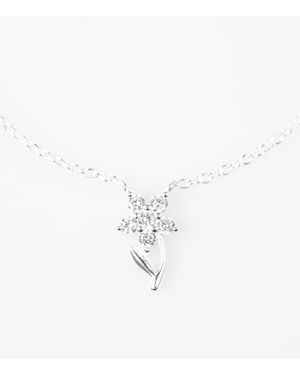 Lovisa Collar De Plata De Ley Con Colgante De Flor De Circonitas De - Blanco