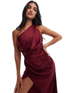 Jarlo Vestito Lungo Monospalla Bordeaux Con Spacco - Rosso