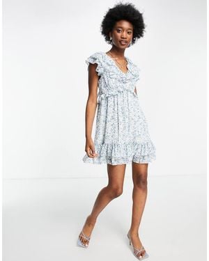 Forever New Frill Shoulder Tiered Mini Dress - Multicolour