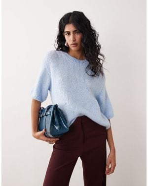 Jdy Short Sleeve Knitted Jumper - Blue