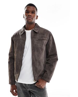 Cotton On Cropped Faux Suede Harrington Jacket - Grey