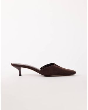 TOPSHOP Arthur Rounded Toe Mid Heel Mule - Brown