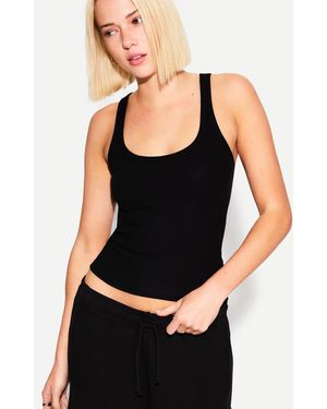 Bershka – ärmelloses, geripptes t-shirt - Schwarz