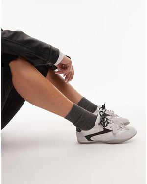 Bronx Zapatillas De Deporte Envejecido Con Cordones En Contraste De Cuero Park-Err De - Negro