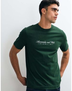 Abercrombie & Fitch Trend Chest Script Logo T-shirt - Green