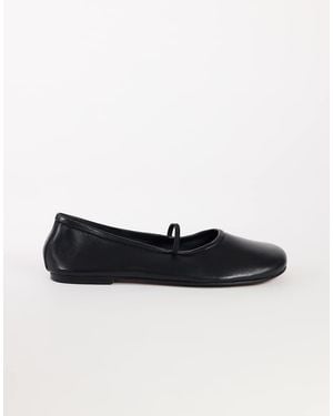TOPSHOP Bella Leather Round Toe Ballet Flat - Black