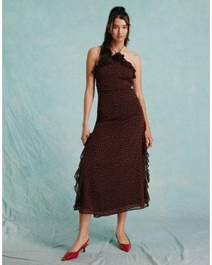 Miss Selfridge Chiffon Corsage Halter Maxi Dress - Black